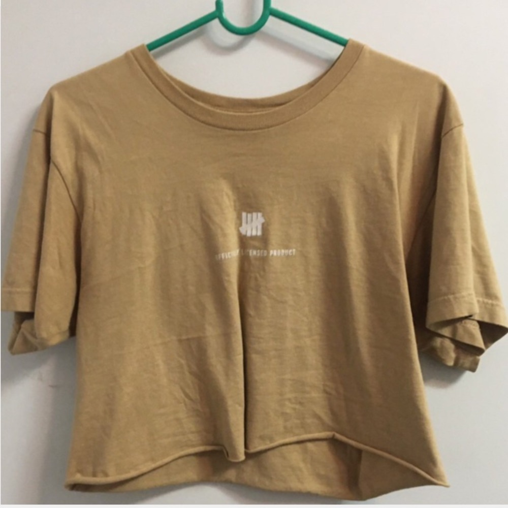 TAN CROPPED T SHIRT